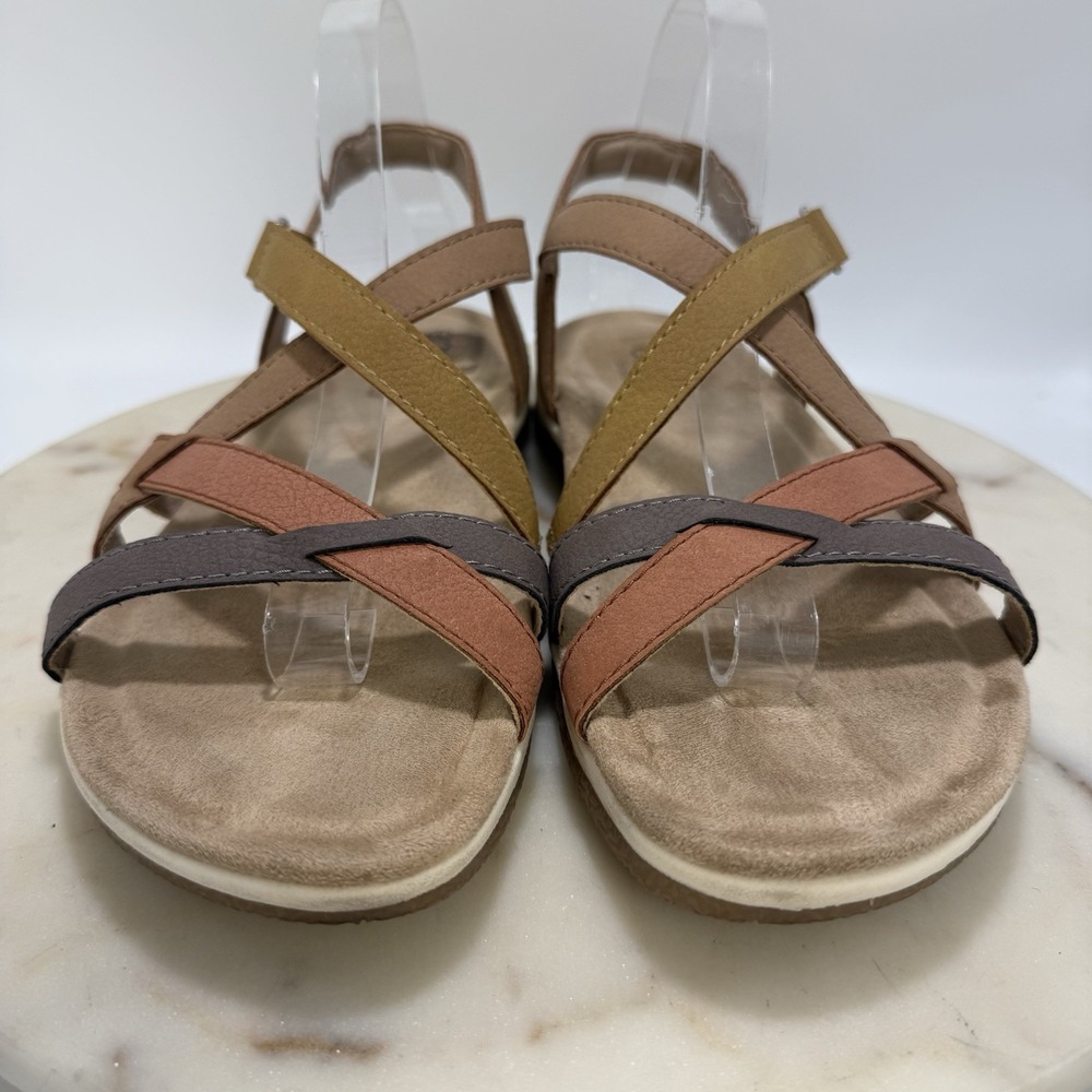 Earth Sandals Womens 10M Sterling Strappy Multicolor Open Toe Cozy Casual Flat - Picture 2 of 10